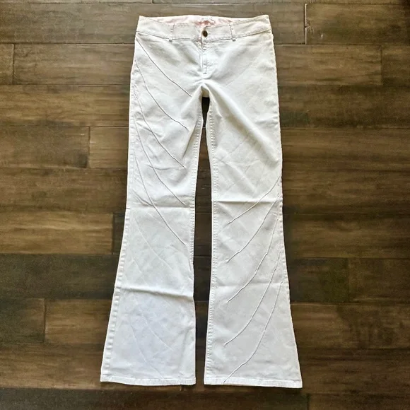 ALICE + OLIVIA Vintage Pink Pipe White Flare Pant Sz 6 - Picture 1 of 5